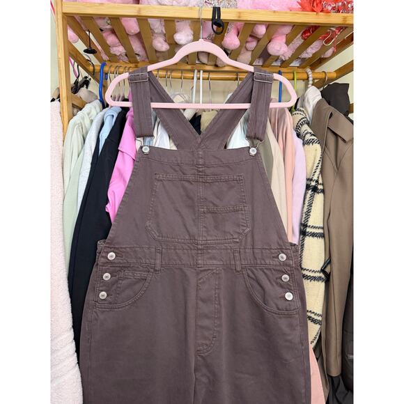 Free People We The Free Ziggy Denim Overalls Mocha Brown Size Medium Boho Earthy - Picture 12 of 16